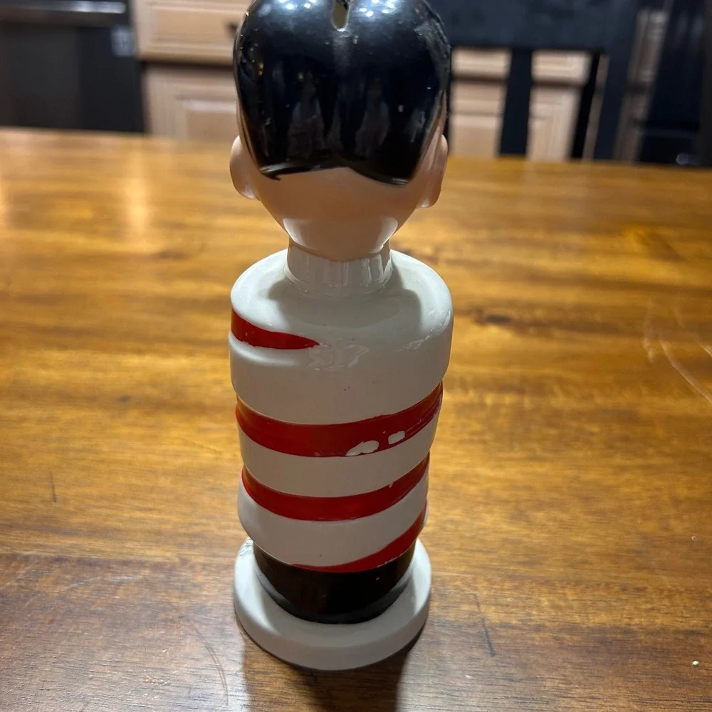 Vintage Barber Pole Razor Blade Bank Ceramic Red White National Potteries Japan